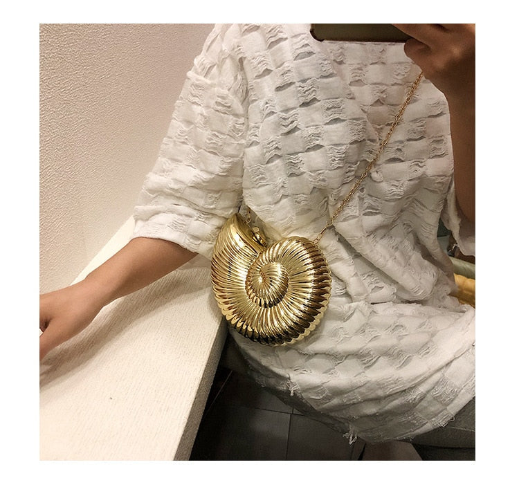 Fire Metallic Conch Bag Clutch
