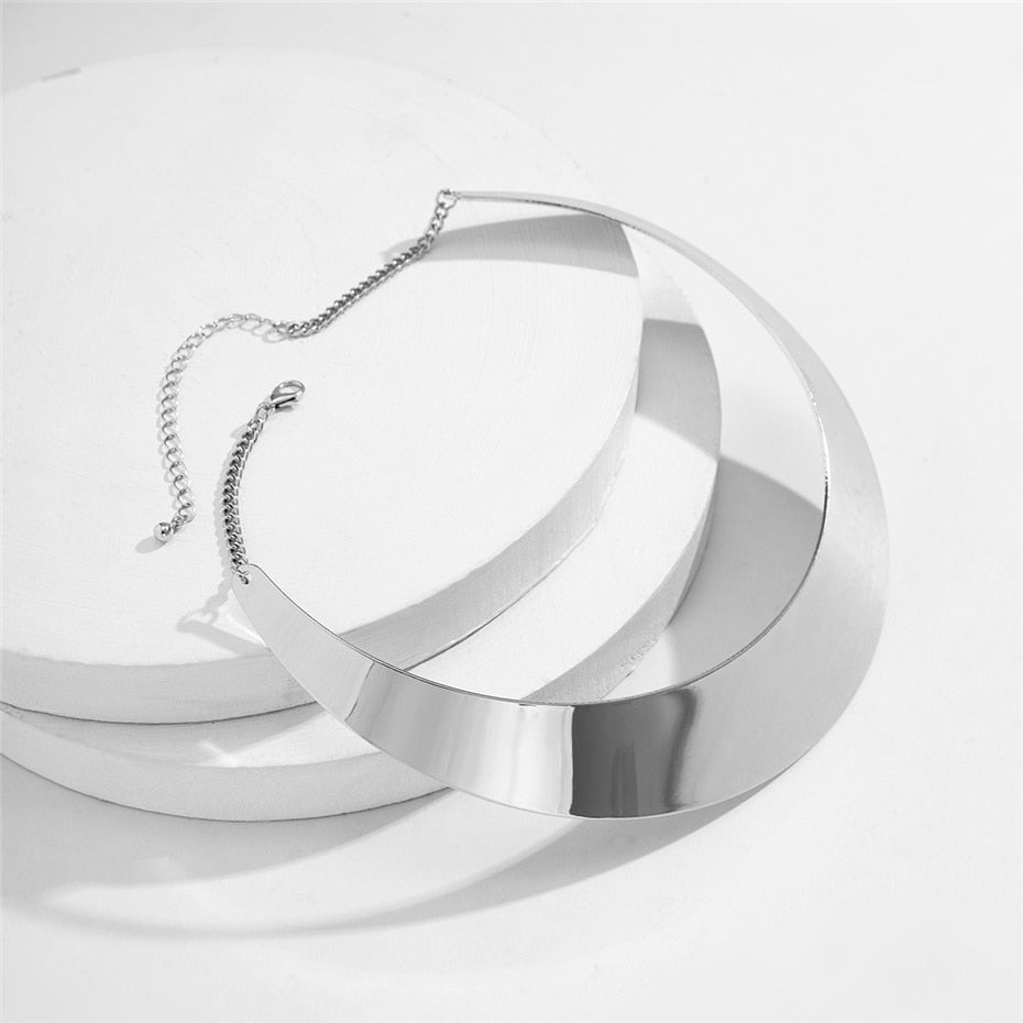 Cleo Chic Chocker Metal Collar Necklace