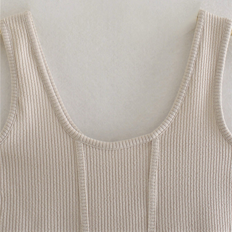 KPYTOMOA Women Fashion Fitted Cropped Knit Tank Top