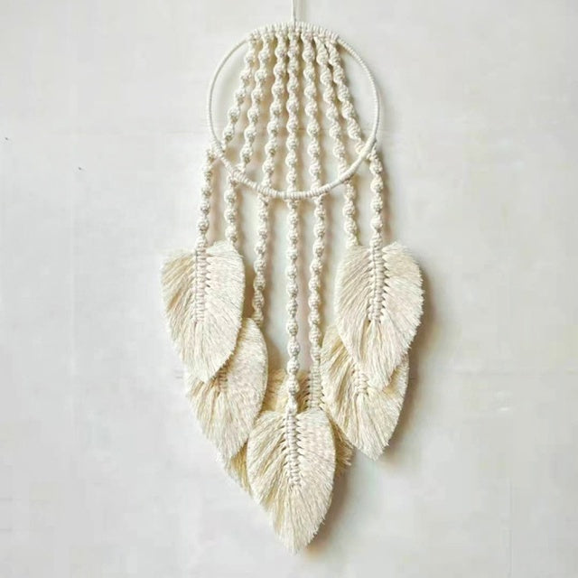 Feather Leaf Macrame Hoop Dream Catcher