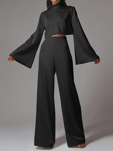 Dreamy Off The Shoulder Crop Top With Wide Leg Pants